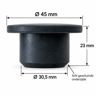Butyl Afsluitdop / Closing Cap / Stopper GL45Ø Top x Ø Bottom x Ø Height 45 x 30,5 x 23(mm)Black 100pcsHS: 40091100