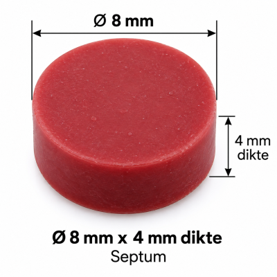 Afsluitschijf/Septum
Broom Butyl Ø 8 x 4mm (rood)
100 stuks