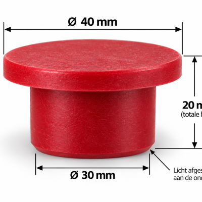 Broom Butyl Afsluitdop / Closing Cap / StopperØ Top x Ø Bottom x Ø Height 40 x 30 x 20(mm)RED100pcsHS: 40091100