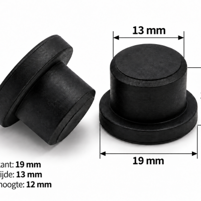 Butyl Afsluitdop / Closing Cap / StopperØ Top x Ø Bottom x Ø Height 19 x 13 x 12(mm)Black 100pcsHS: 40091100